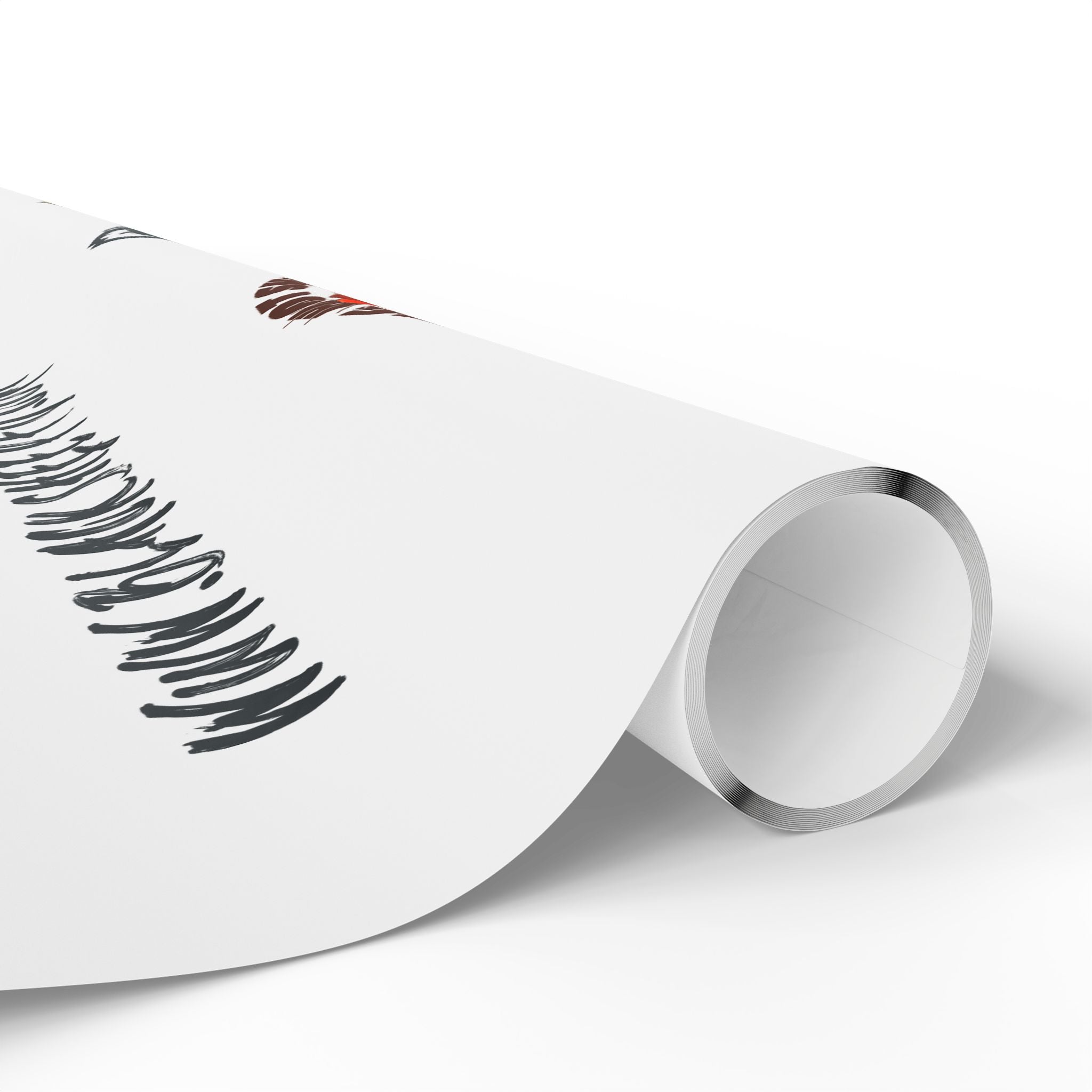 WHITE Wrapping Paper Roll — Retro Black Sheep FD Pattern