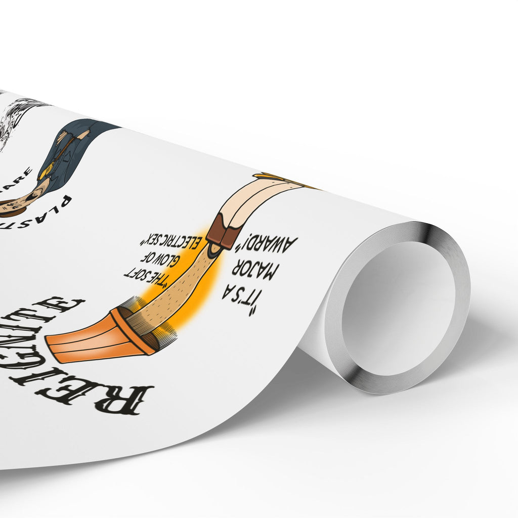 WHITE Wrapping Paper Roll — Retro Black Sheep FD Pattern