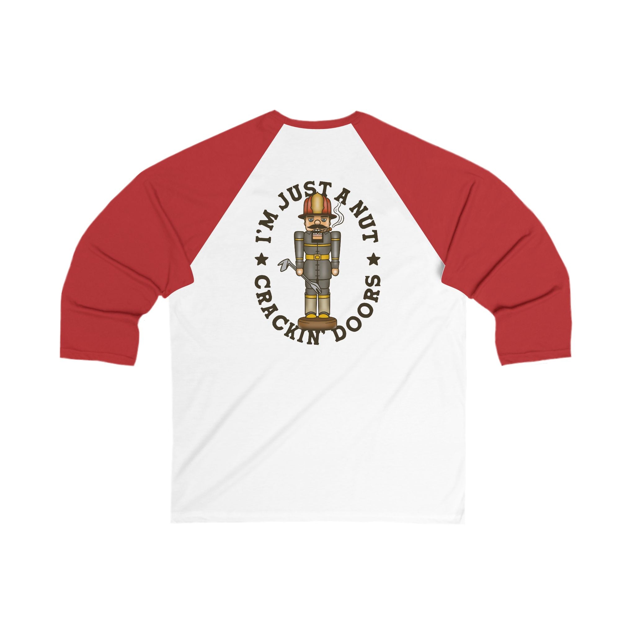 Nutcracker Baseball Tee - "I’m Just A Nut Crackin’ Doors" Holiday Raglan