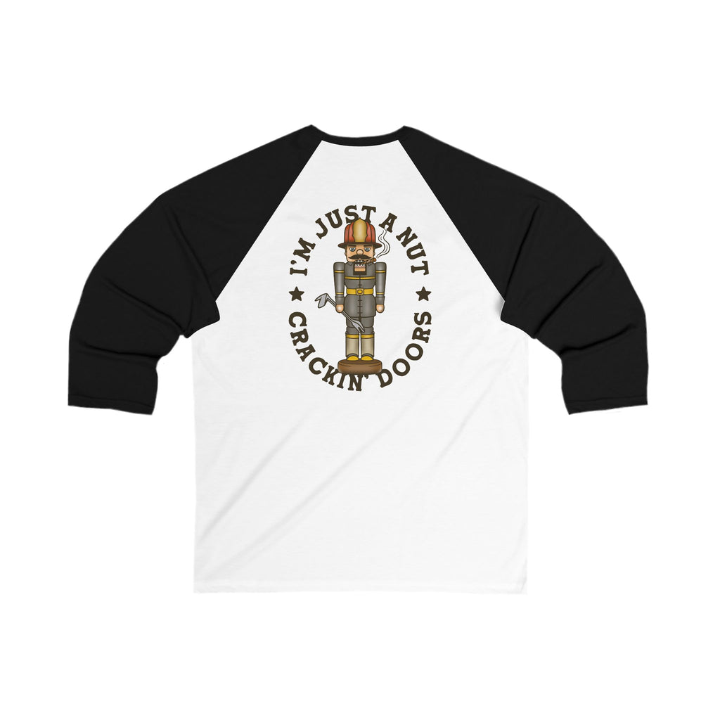 Nutcracker Baseball Tee - "I’m Just A Nut Crackin’ Doors" Holiday Raglan
