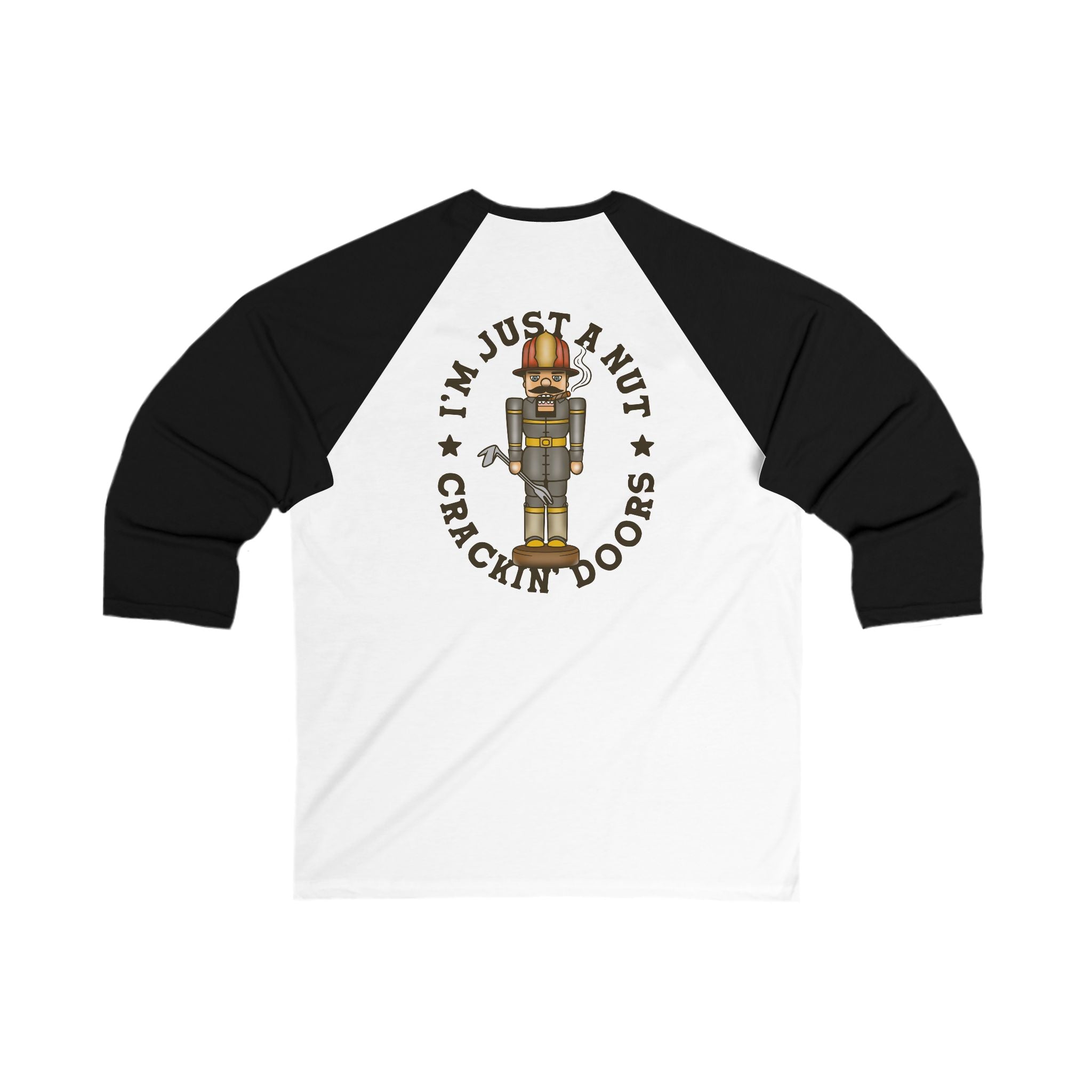Nutcracker Baseball Tee - "I’m Just A Nut Crackin’ Doors" Holiday Raglan