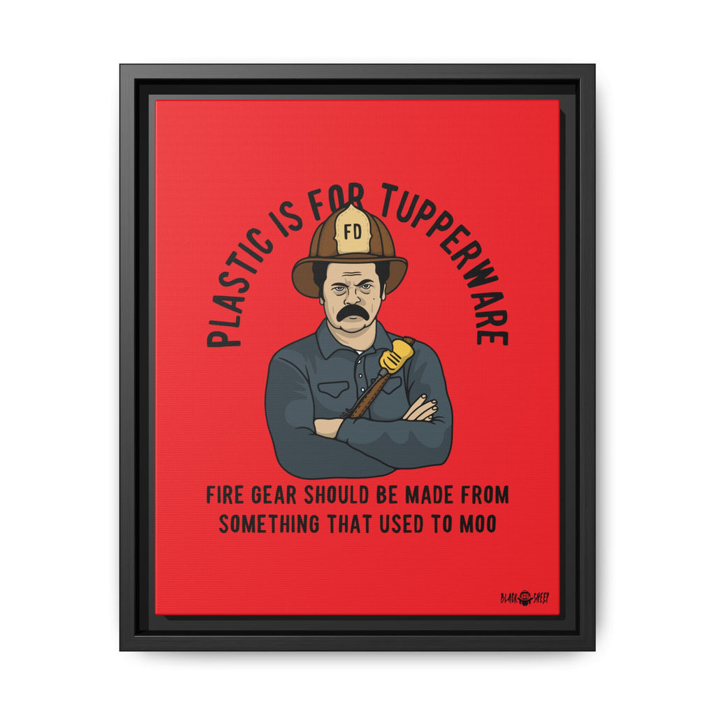 "Fire Gear Should Be Made From Something That Used To Moo" Framed Canvas Art by M.Premo