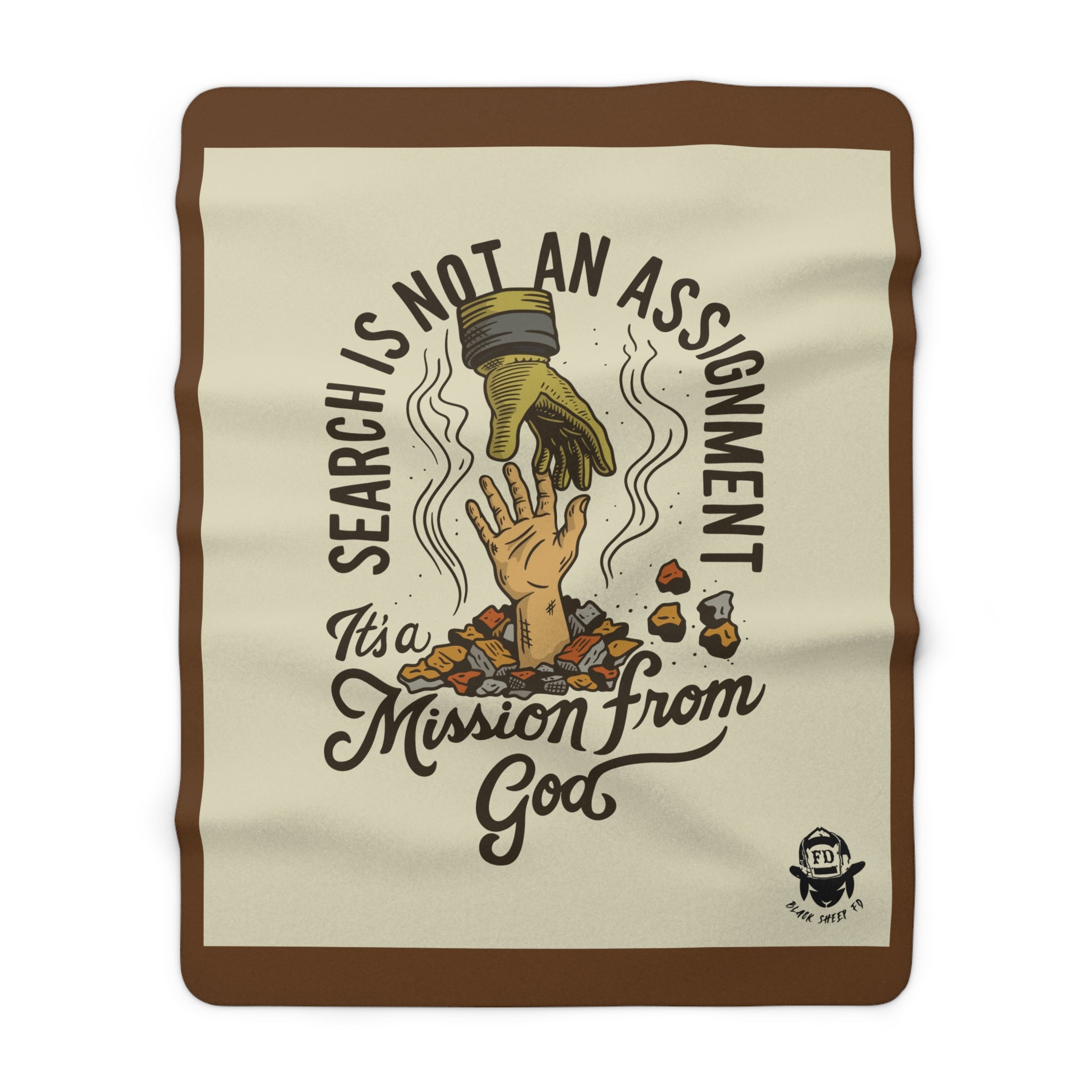 Sherpa Fleece Blanket — "Search Is Not An Assignment, It's a Mission From God" Rescue-Themed Cozy Throw