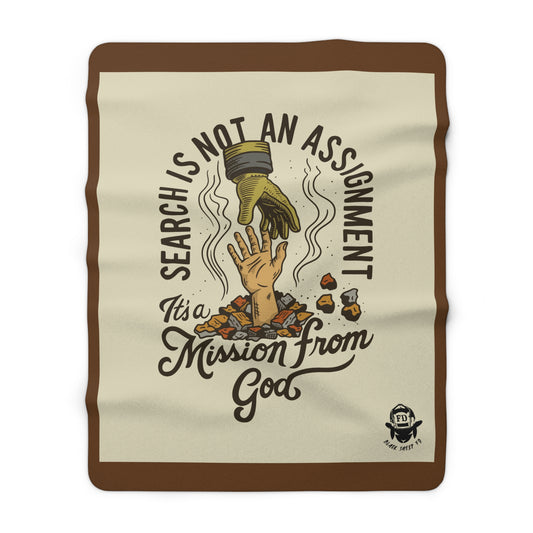 Sherpa Fleece Blanket — "Search Is Not An Assignment, It's a Mission From God" Rescue-Themed Cozy Throw