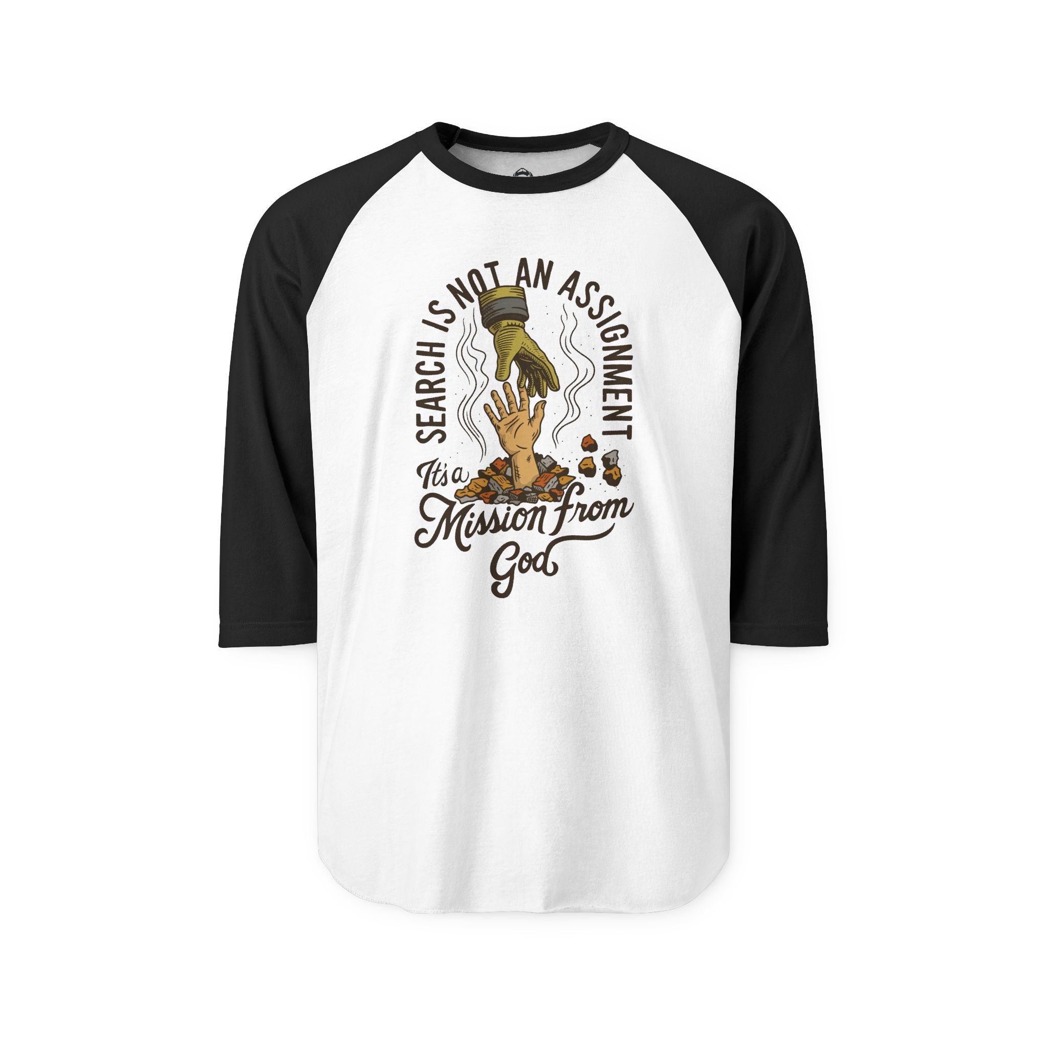 Raglan Baseball Style Shirt — "Search Is Not An Assignment" Graphic
