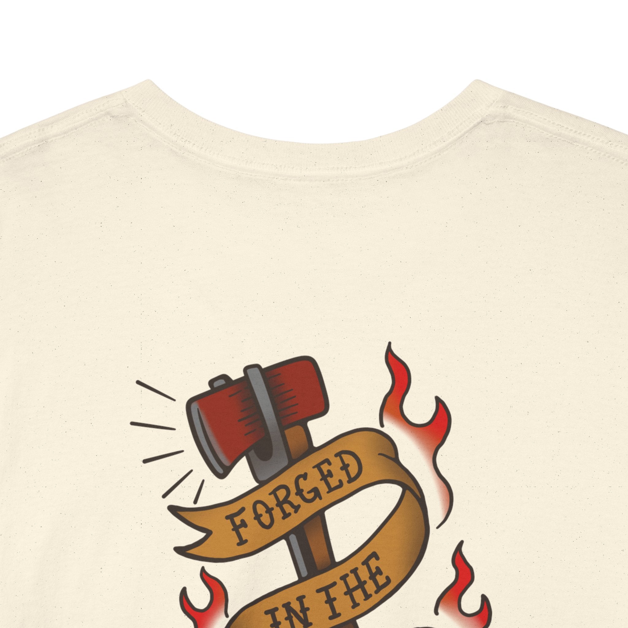 Graphic Tee — 'Forged in the Flame' Firefighter Tattoo Design