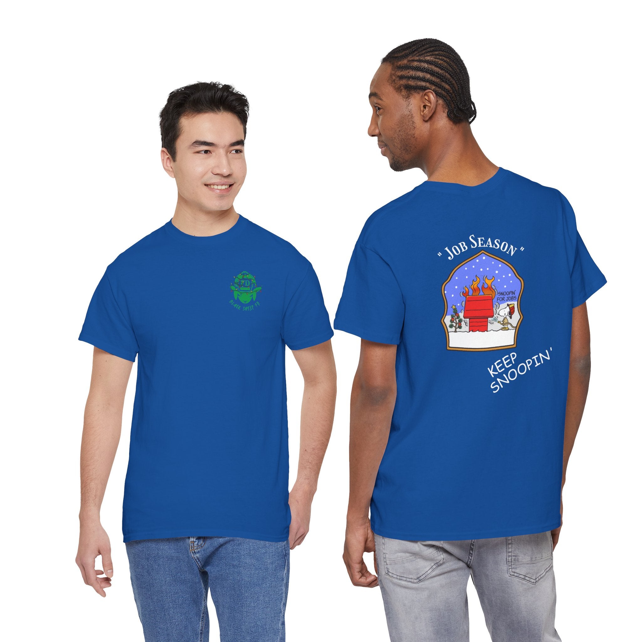 "Snoopin' For Jobs" Snoopy Firefighter Christmas Tee