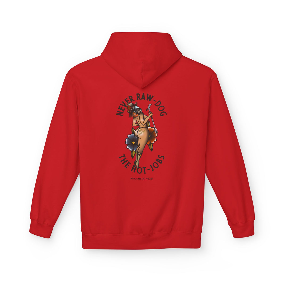 Hoodie — 'Never Raw Dog, The Hot-Jobs' Retro Pinup Graphic Hoodie