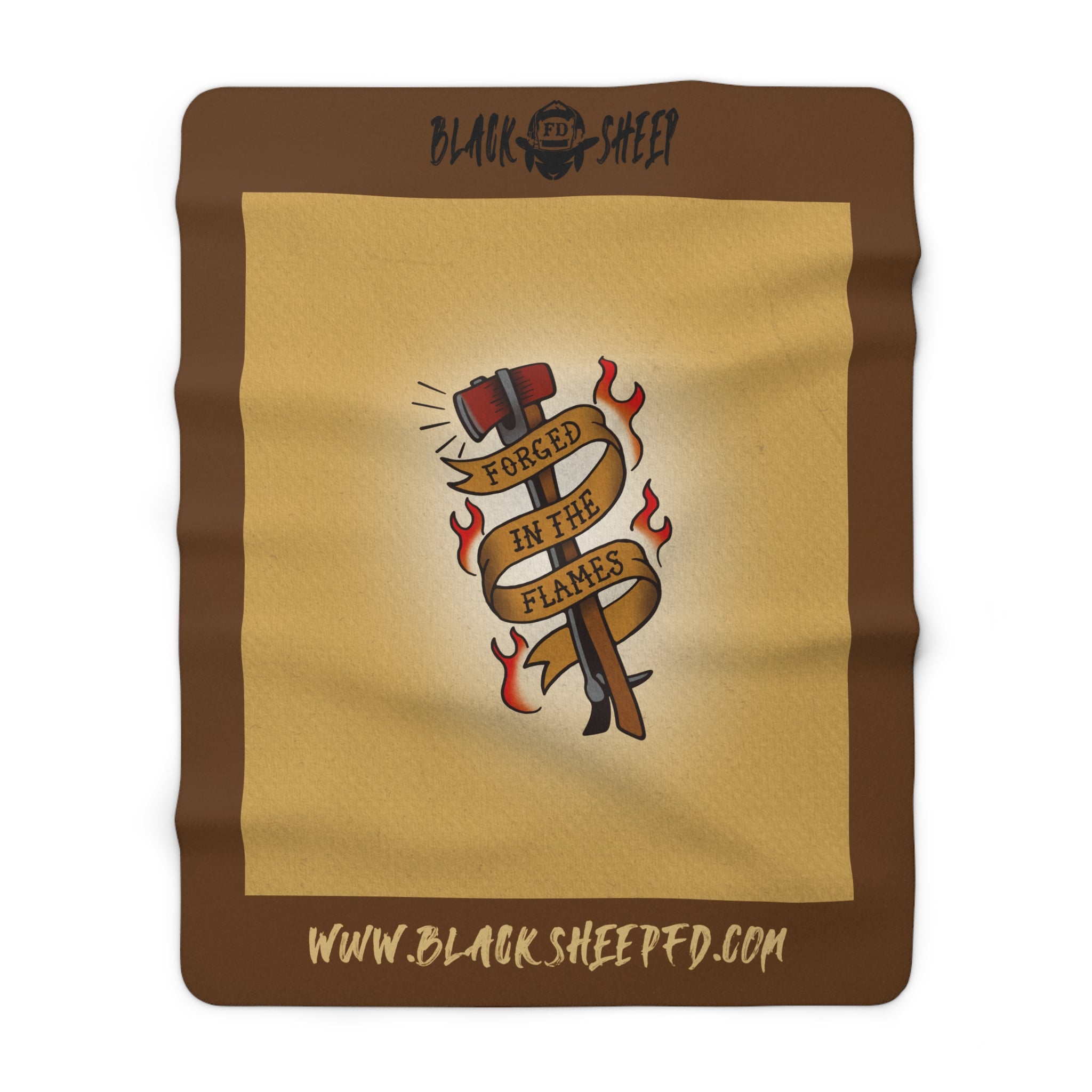 Sherpa Blanket — “Forged in the Flames” Firefighter Tattoo Style Irons