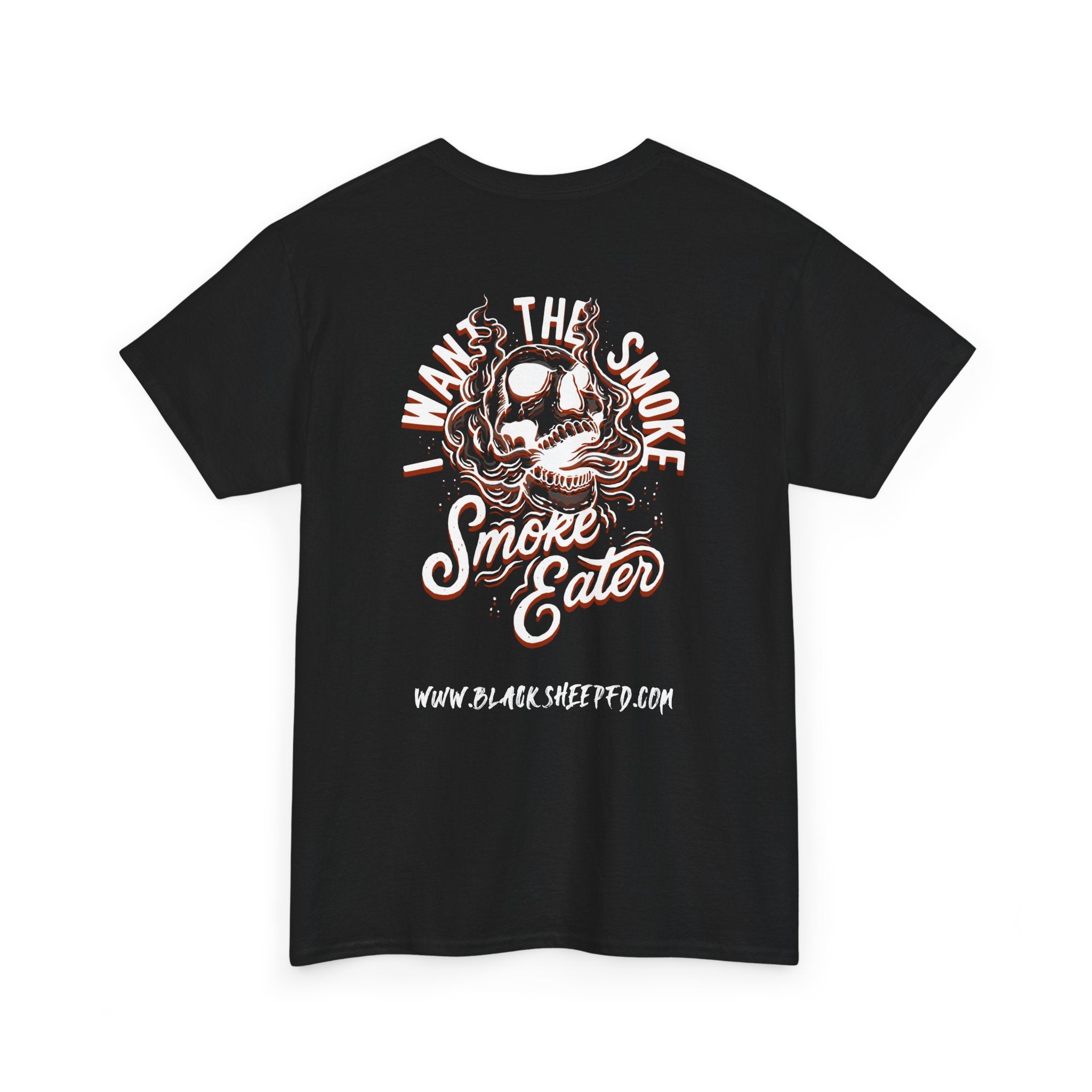 Black Sheep "I Want The Smoke" Skull Graphic Heavy Cotton Tee for Smoke Eaters