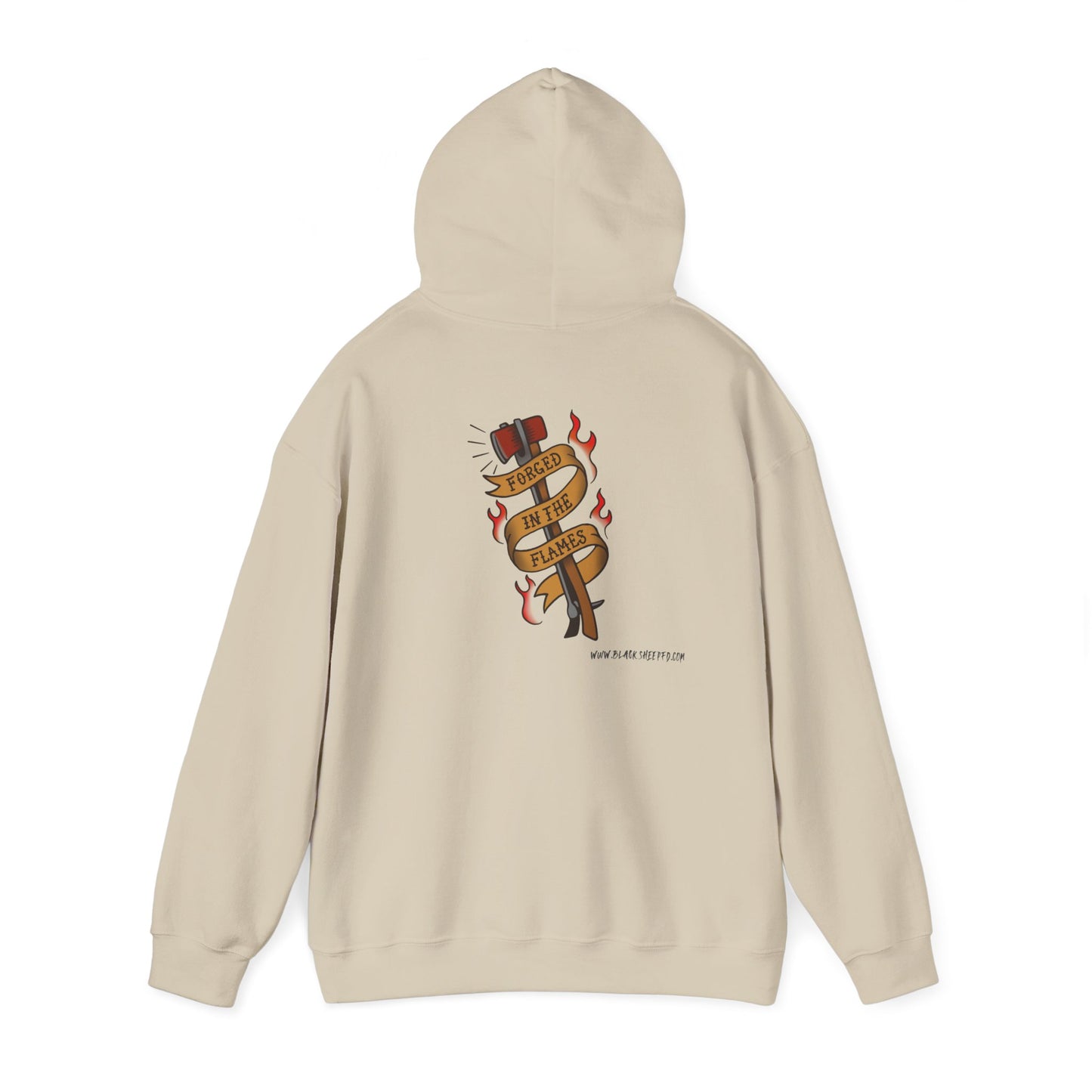 "Forged in The Flame" Tattoo Style Graphic Firefighter Hoodie