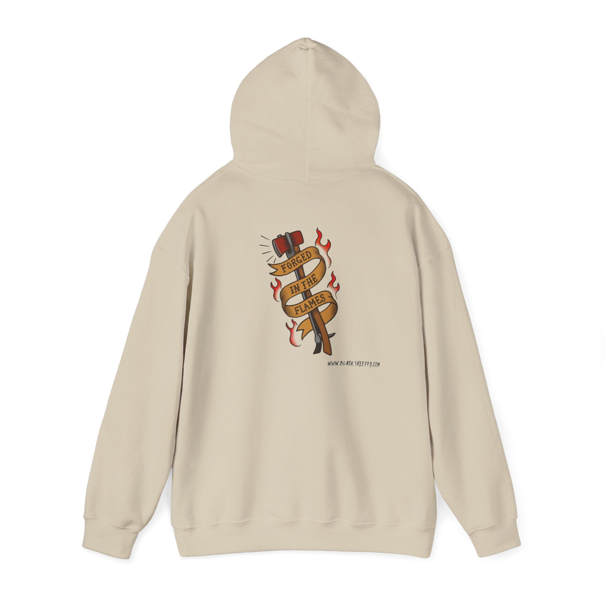 "Forged in The Flame" Tattoo Style Graphic Firefighter Hoodie