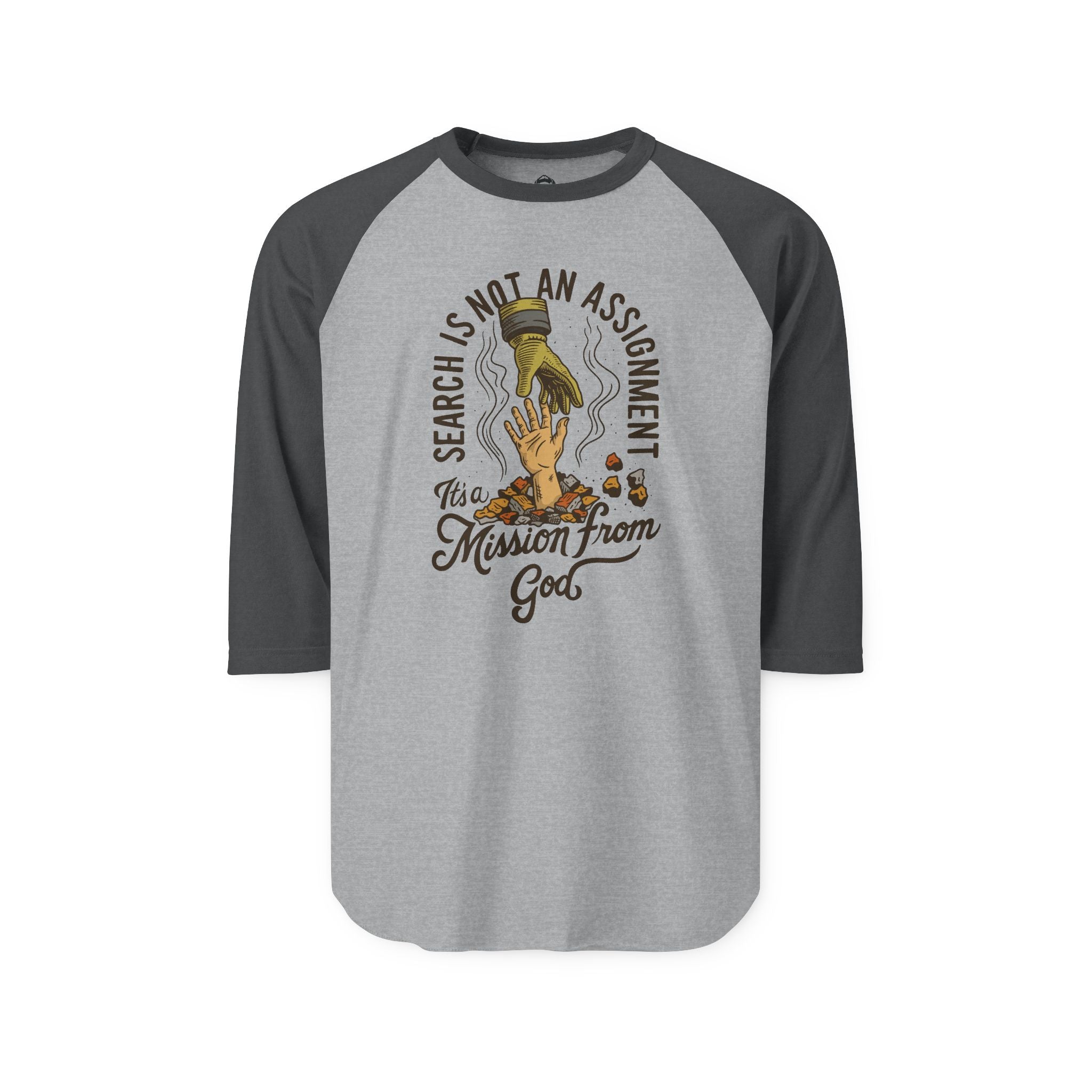 Raglan Baseball Style Shirt — "Search Is Not An Assignment" Graphic