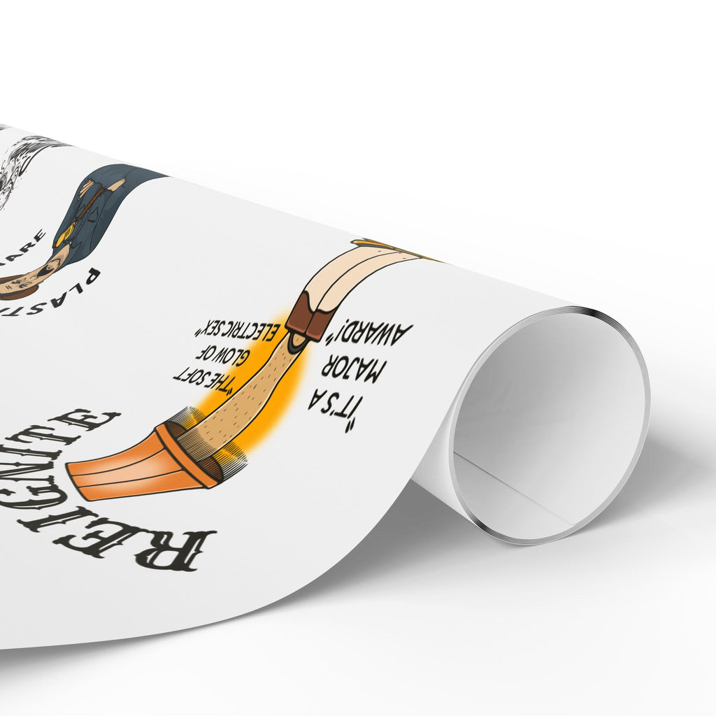 WHITE Wrapping Paper Roll — Retro Black Sheep FD Pattern