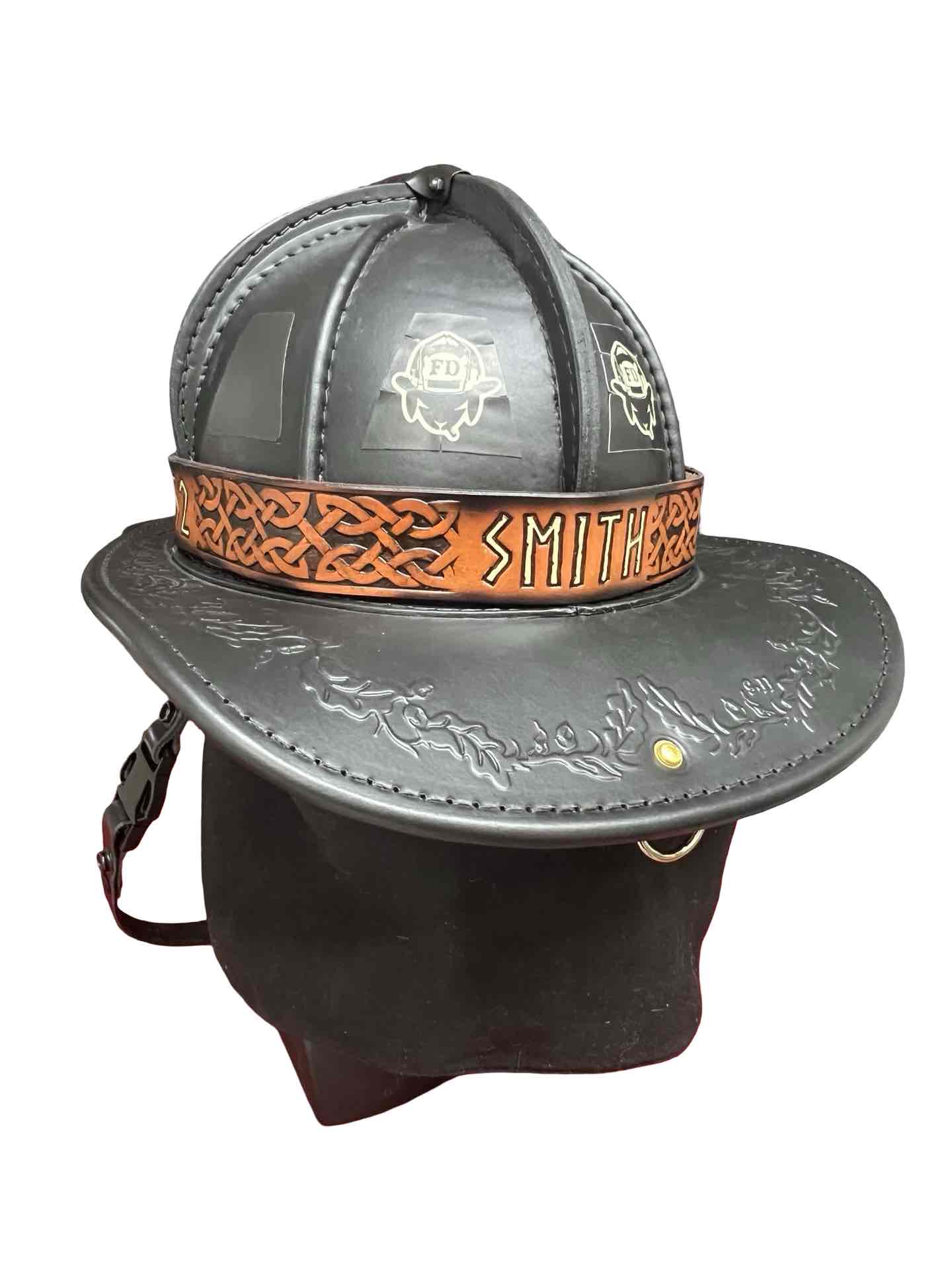 Celtic Knot-work Leather Helmet Band - Deluxe