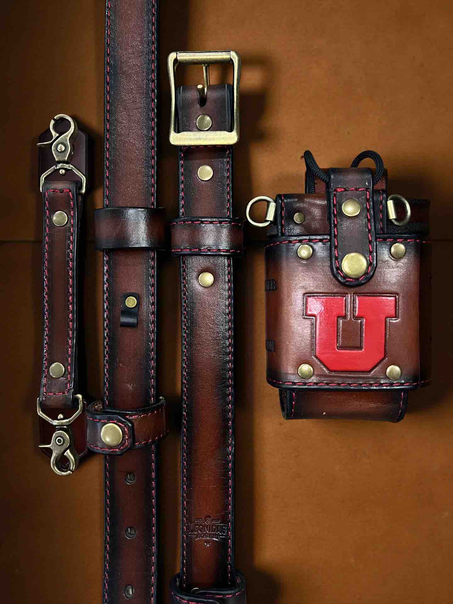 "Leather Head" Grade ADJUSTABLE Radio Strap FULL SET