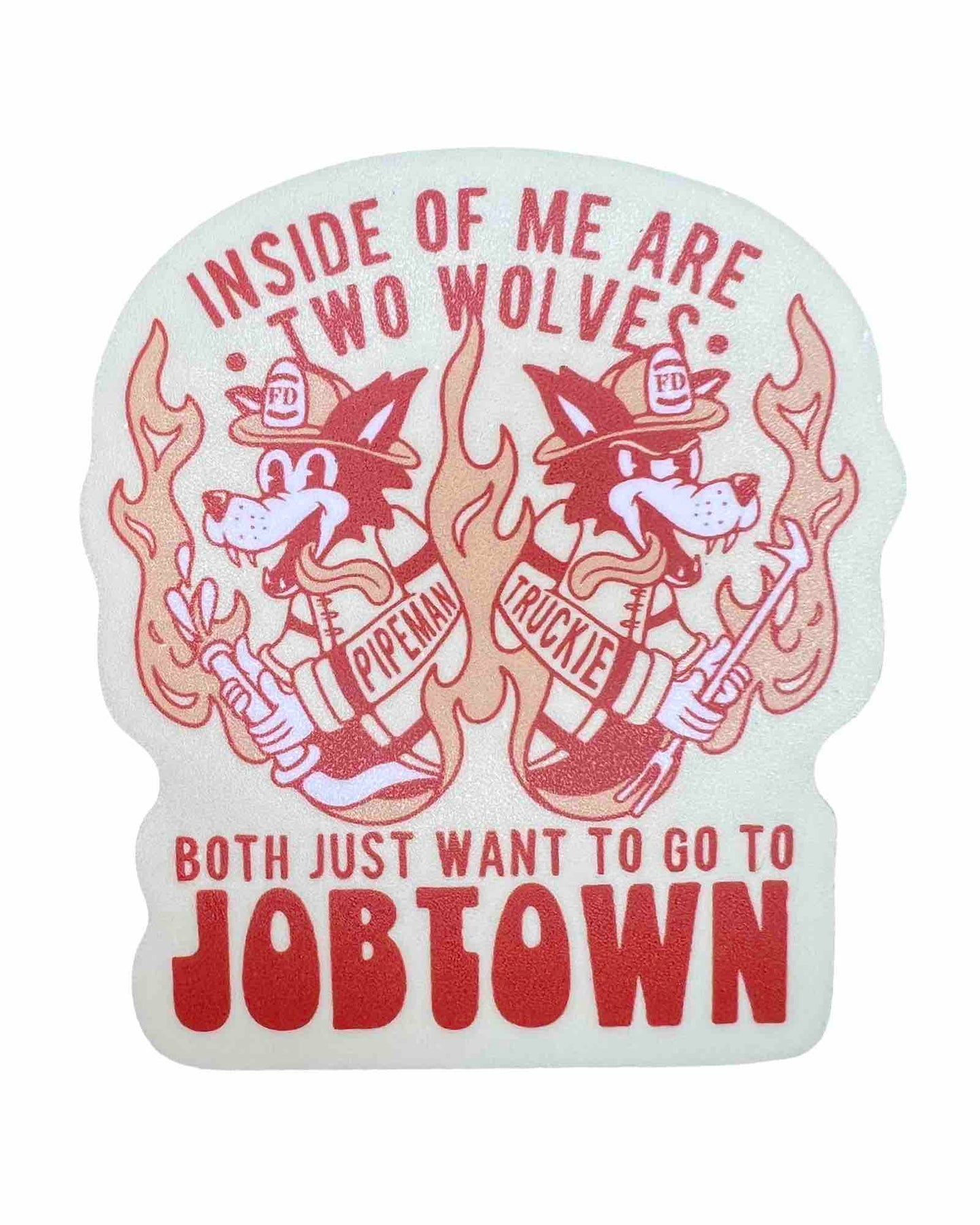 "Two Wolves" Retro Style Sticker