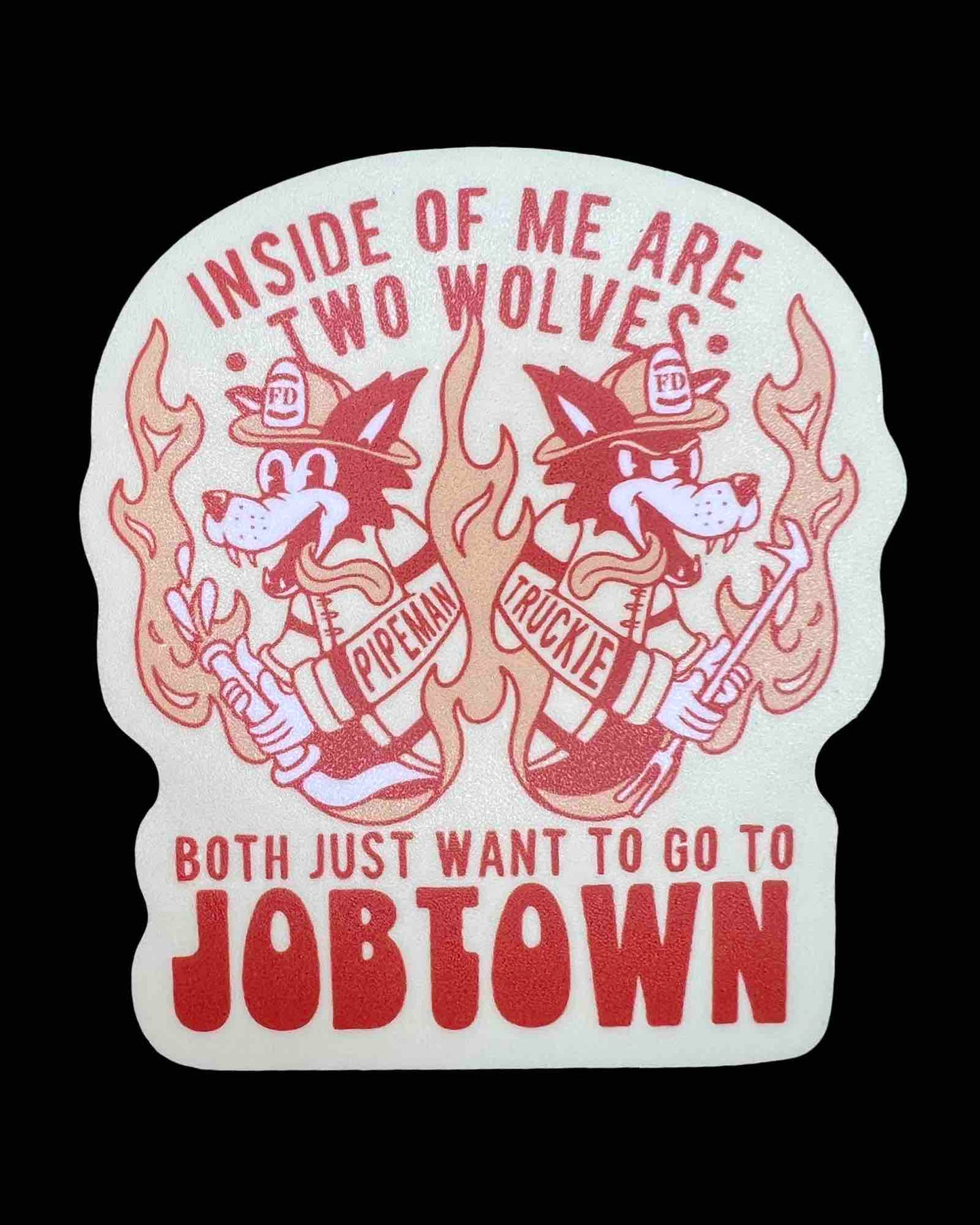 "Two Wolves" Retro Style Sticker