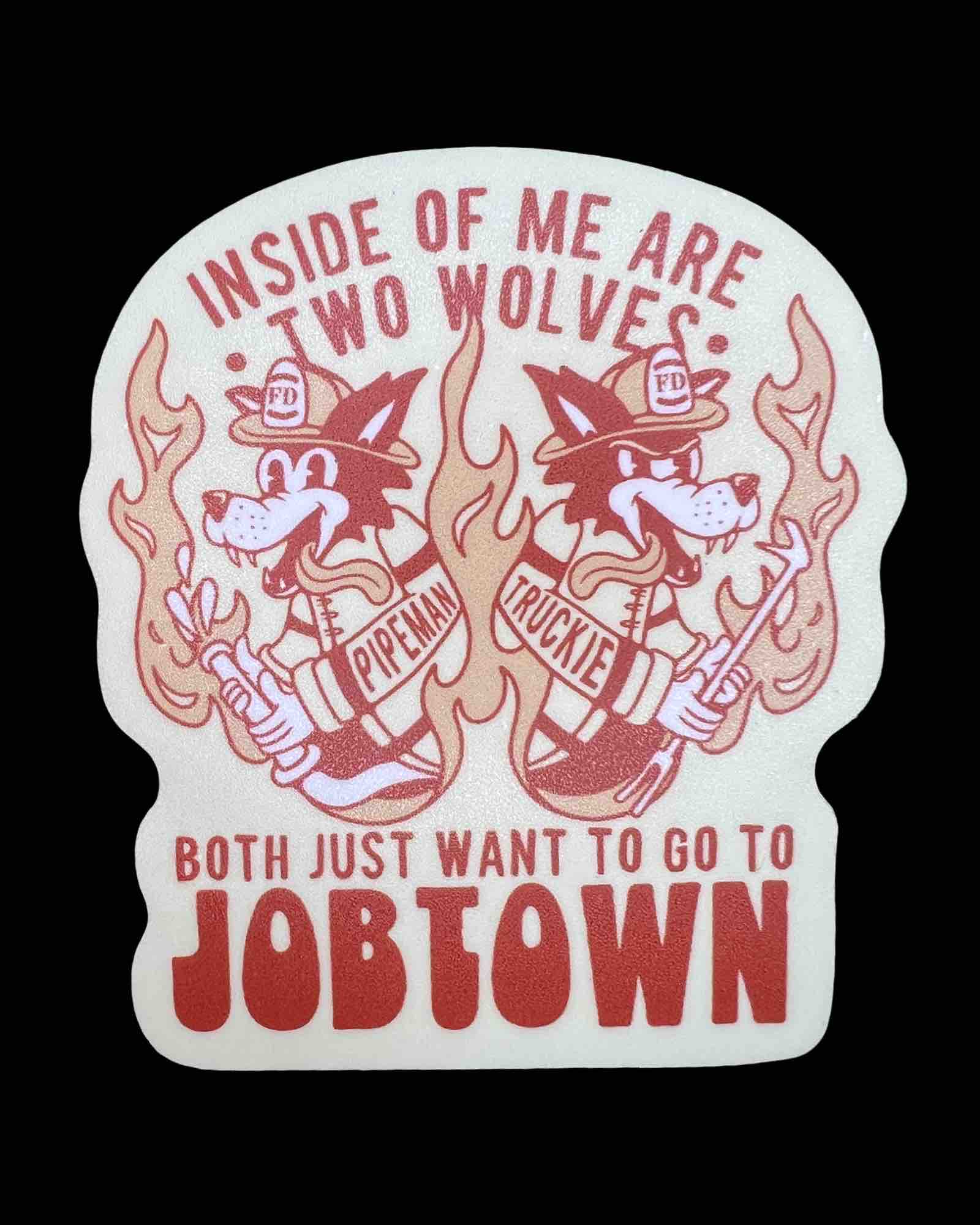 "Two Wolves" Retro Style Sticker