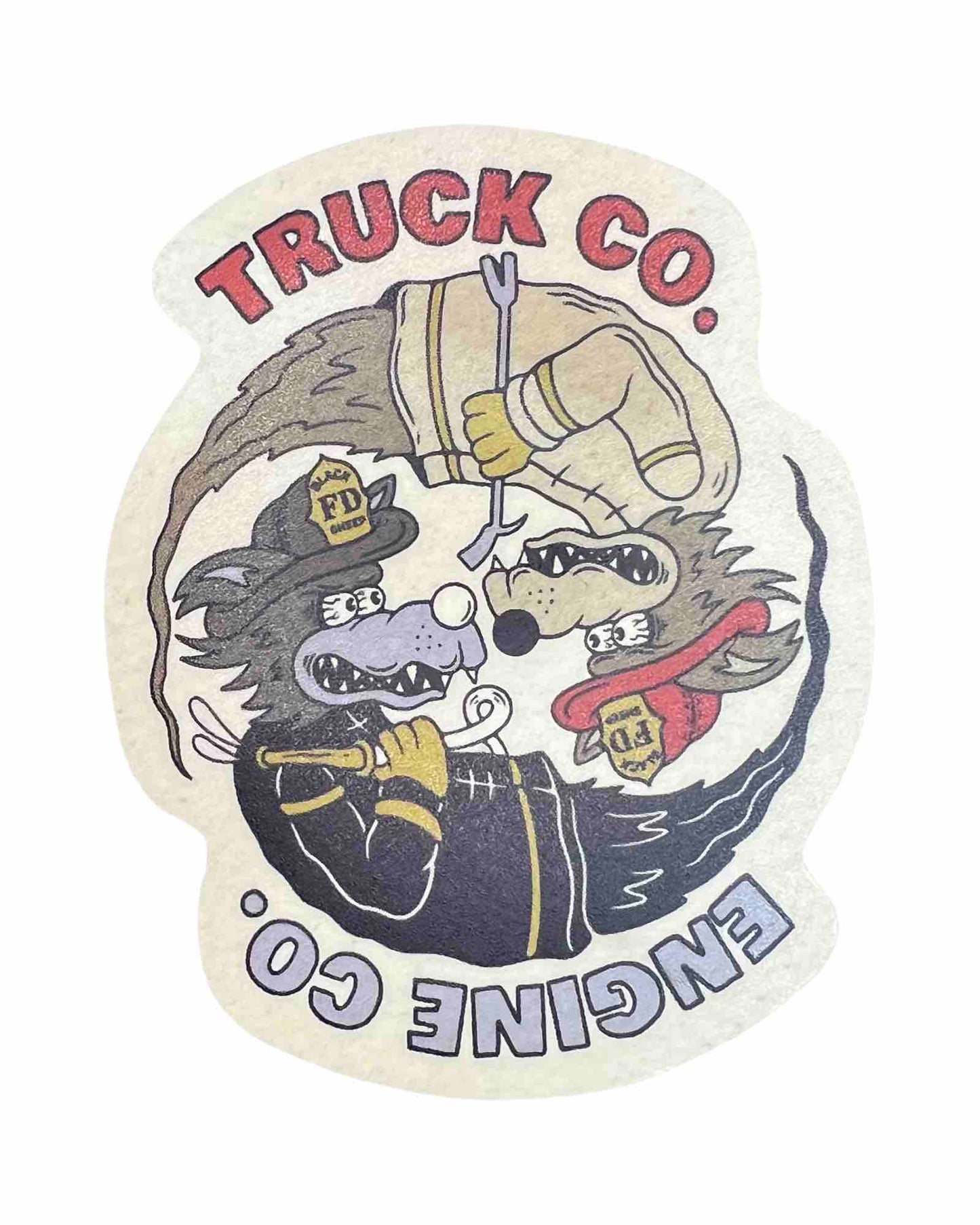 Engine Co. Truck Co. Two Wolves YIN & YANG Sticker