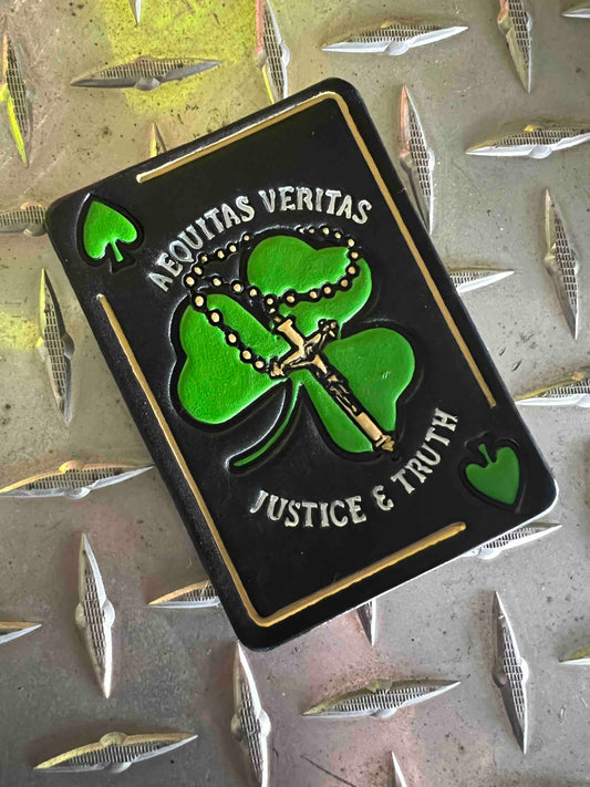 Aequitas Veritas Helmet Card - Black Leather Version
