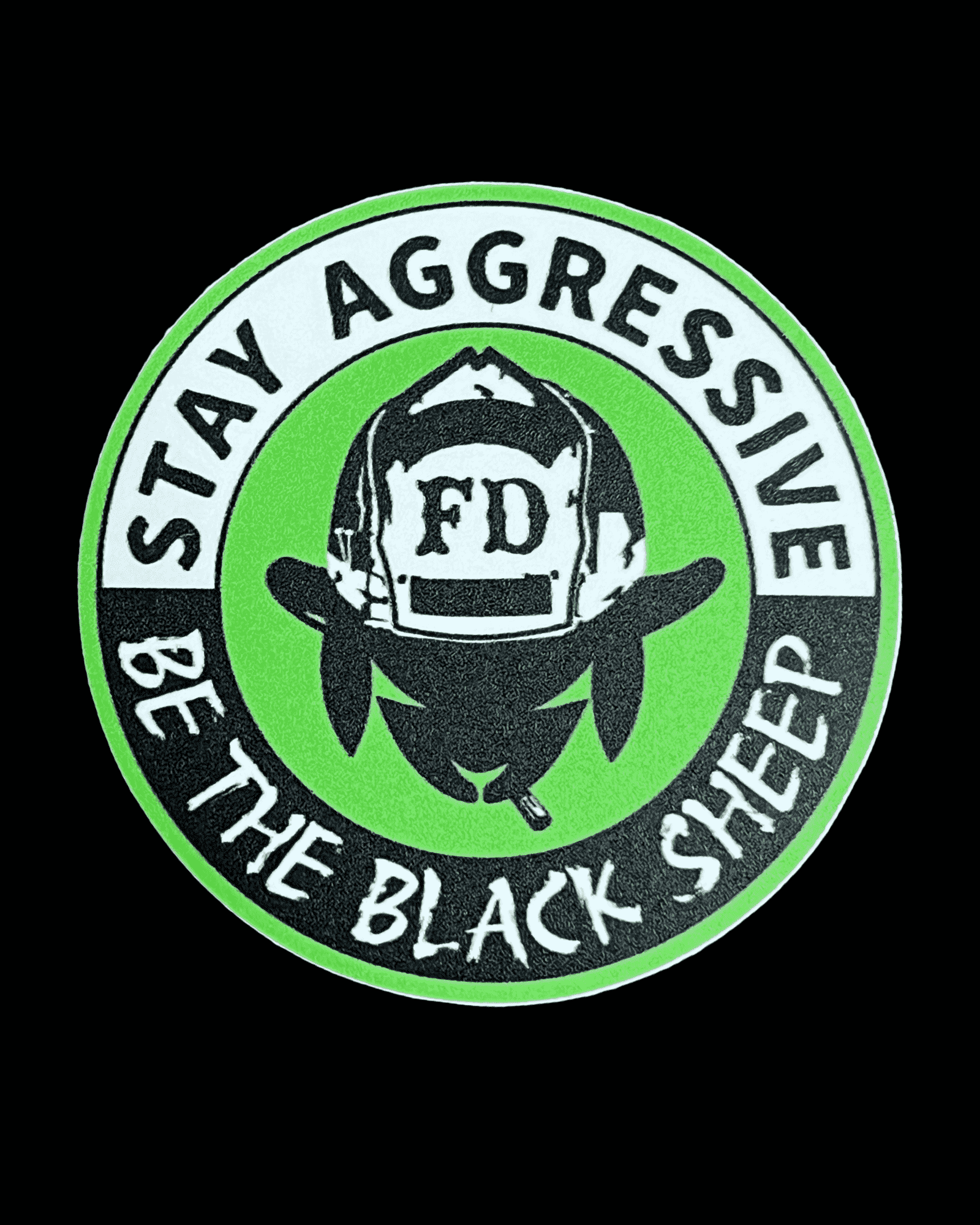"Stay Aggressive" Black Sheep FD Circular Sticker