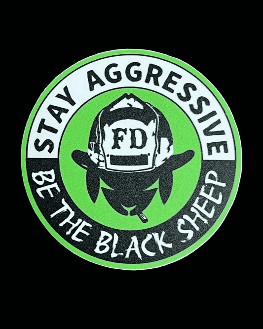 "Stay Aggressive" Black Sheep FD Circular Sticker