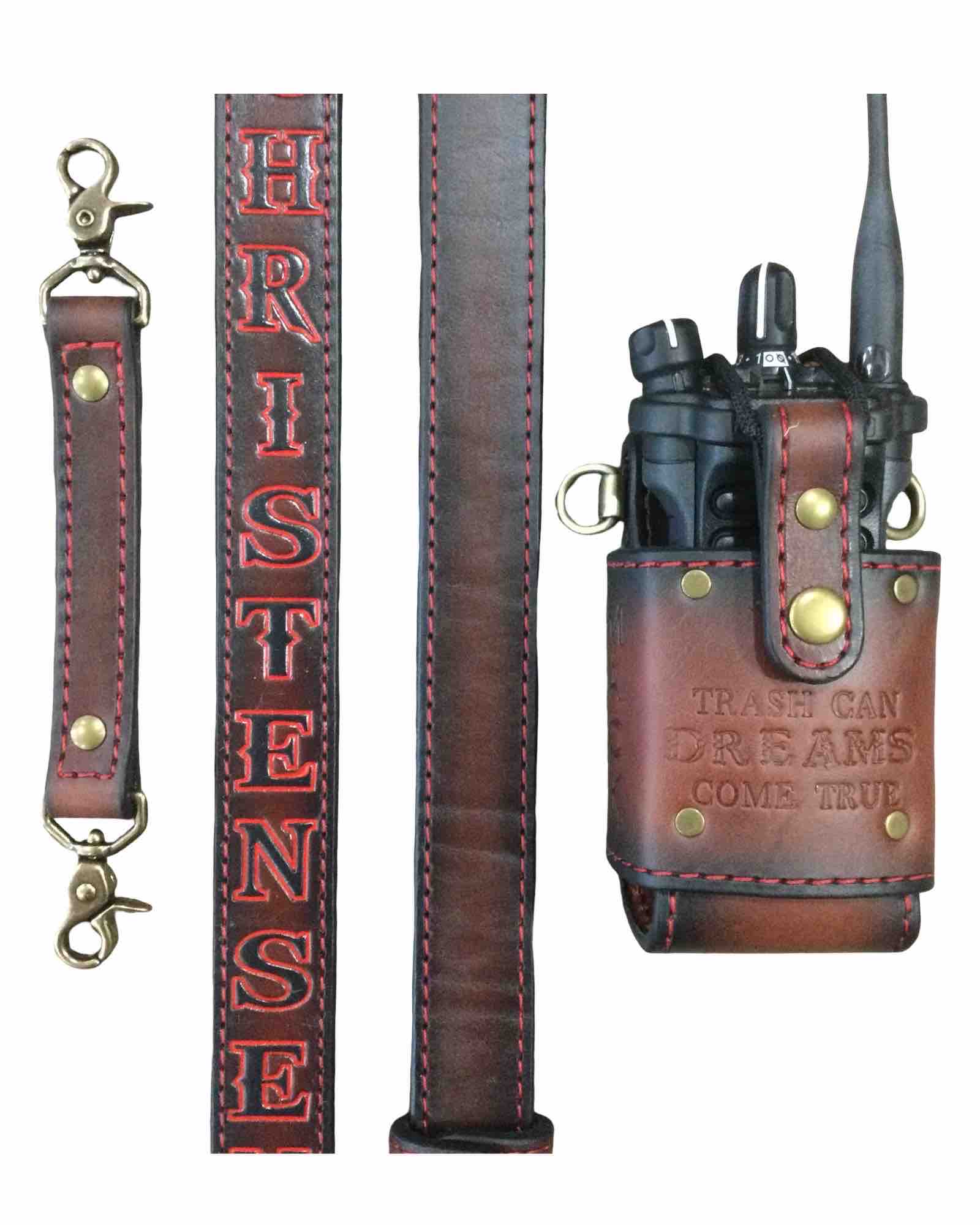 "Leather Head" Grade ADJUSTABLE Radio Strap FULL SET
