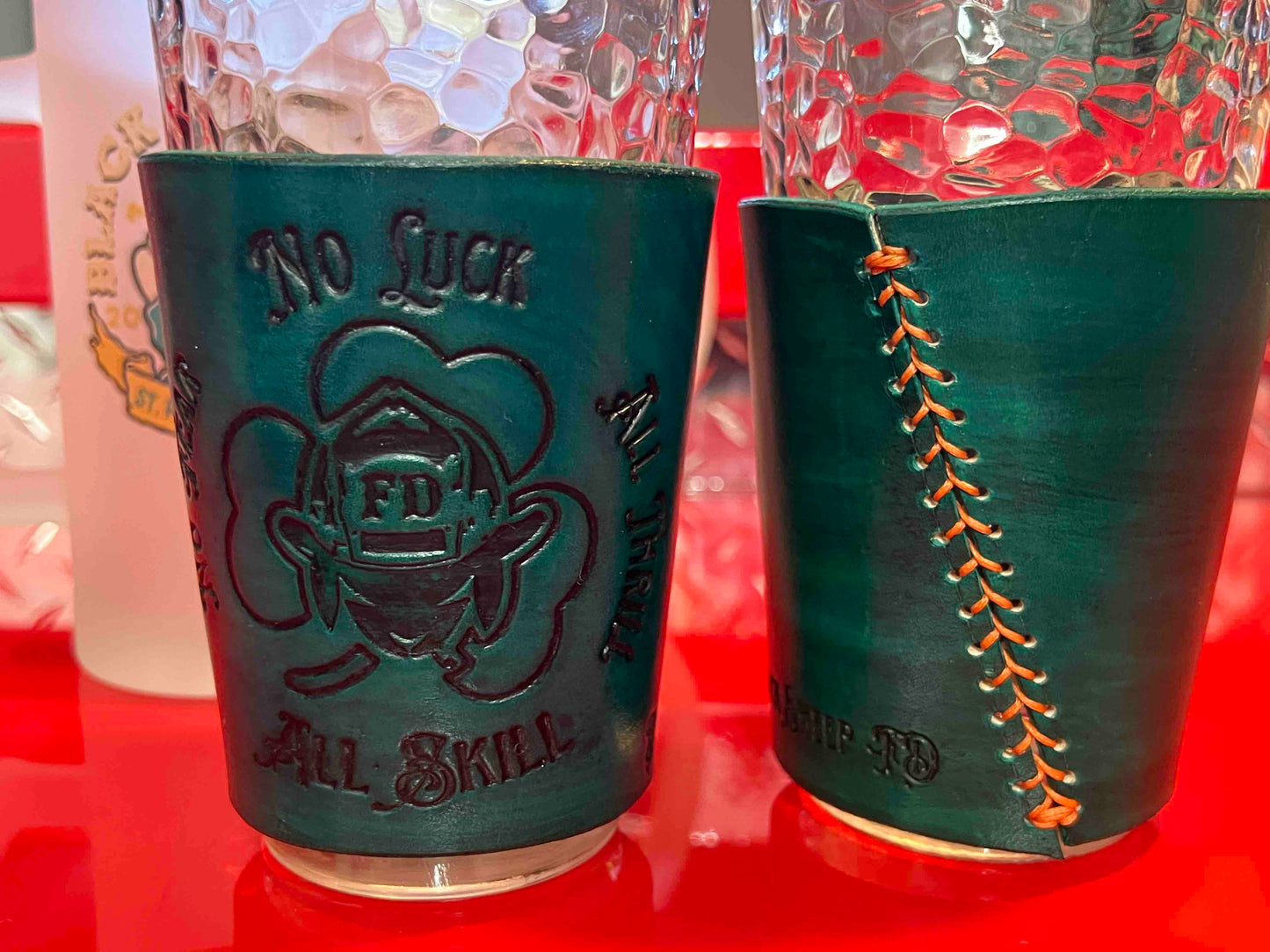 "No Luck All Skill" Shamrock Pint Glass Koozie