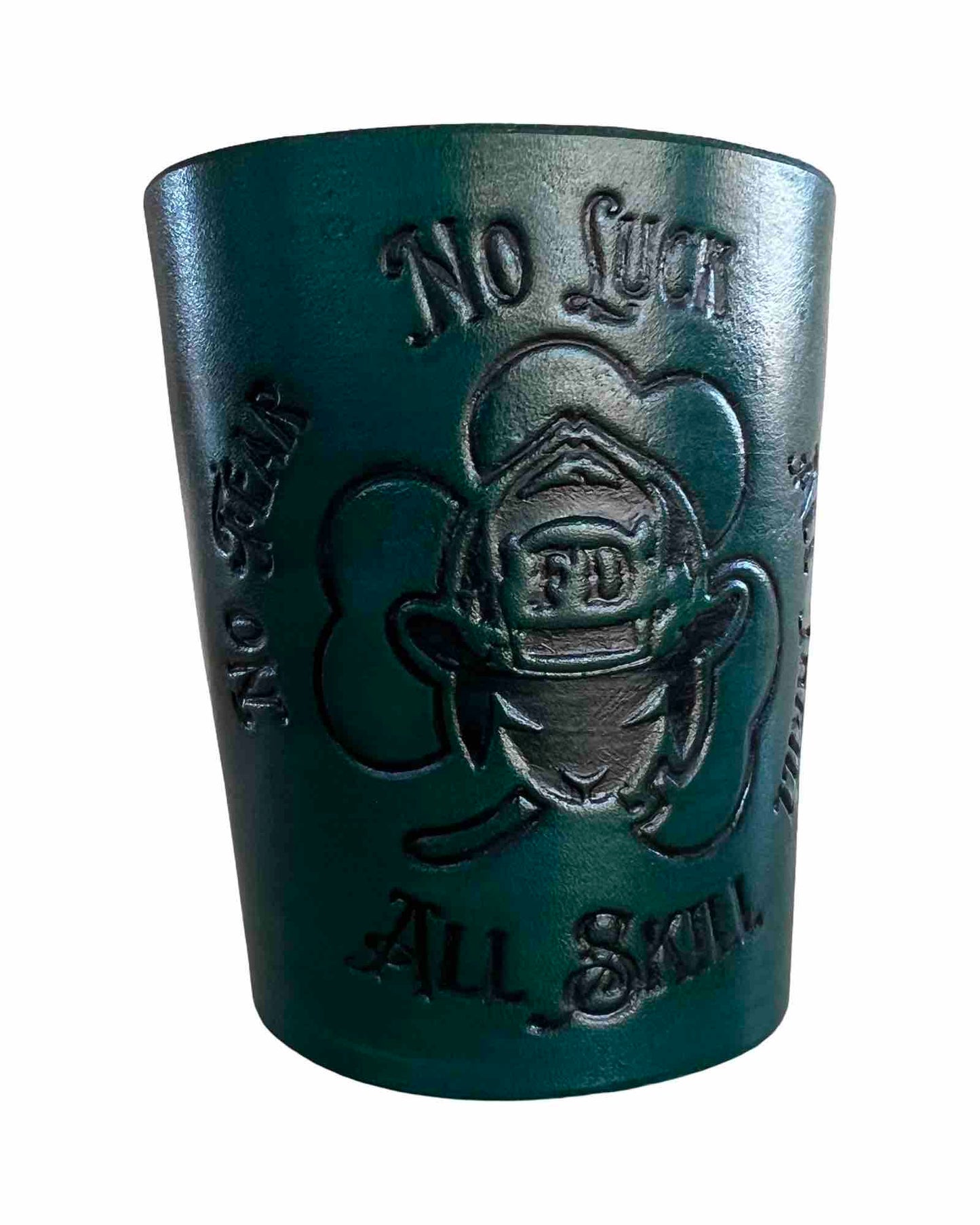 "No Luck All Skill" Shamrock Pint Glass Koozie