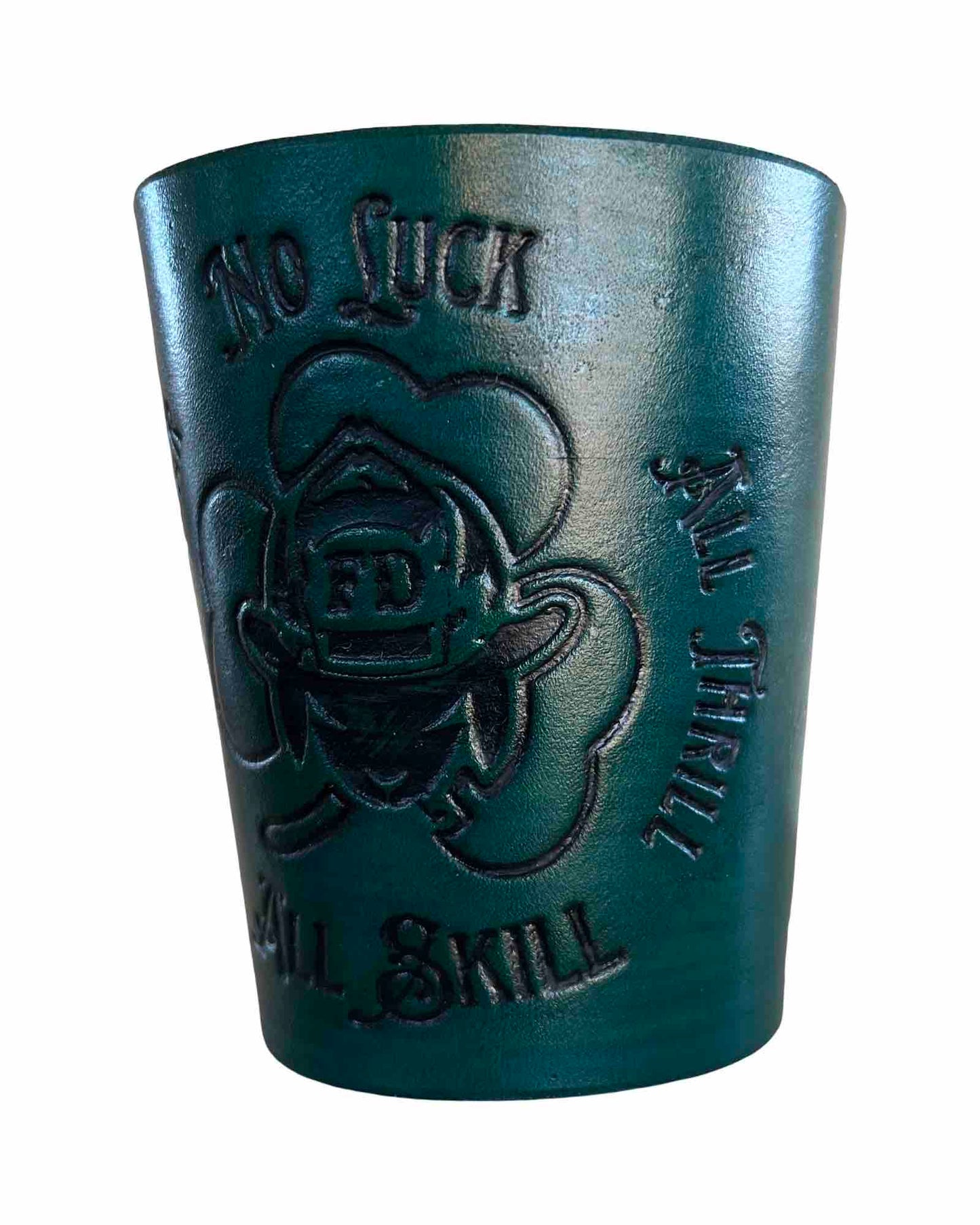 "No Luck All Skill" Shamrock Pint Glass Koozie